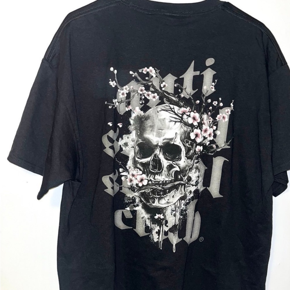 Anti Social Social Club Your Majesty skull sakura cherry blossom t-shirt
